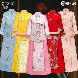 长版 裙子寿衣女全套年轻老人寿终衣服高档秀禾凤冠霞帔40岁寿老衣