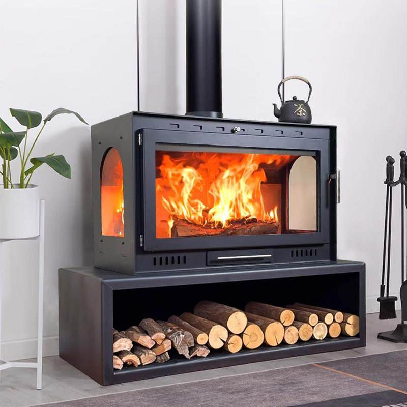 欧式壁炉真火燃木柴家用取暖炉匠人农村自建房客厅装饰三面观火炉