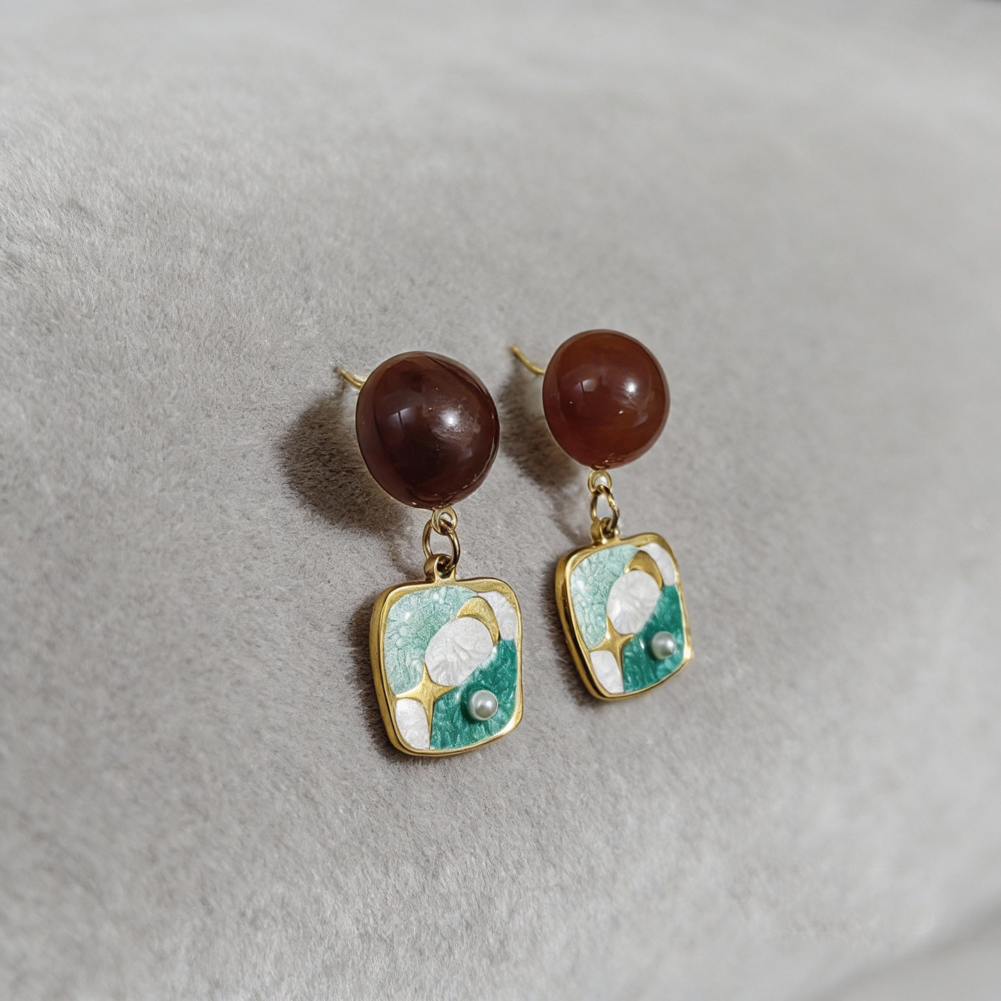 新品复古宫廷风吊坠耳环国潮花朵滴釉耳饰轻奢百搭女饰品