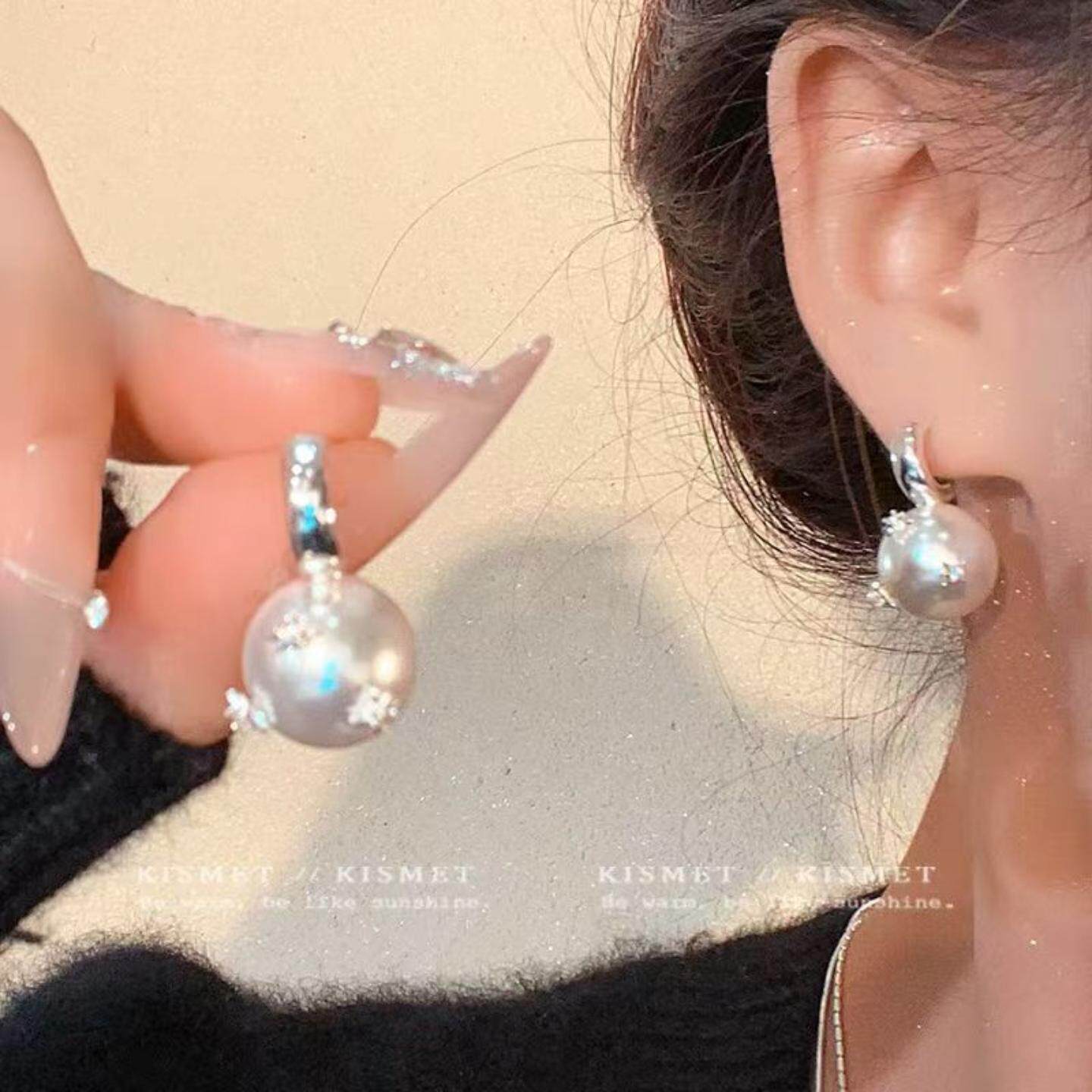 2026新款C形珍珠吊坠耳环复古简约气质耳钉小众高级感轻奢耳饰女