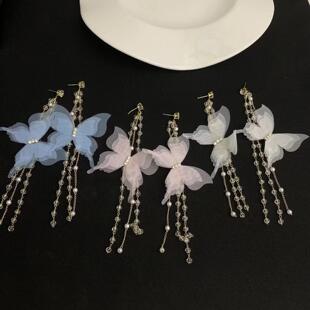 仙蝶雾影~超仙蝴蝶长流苏耳环女2026新款爆款森系耳钉高级感耳饰