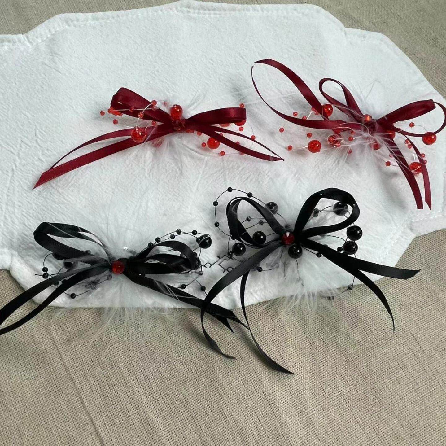 超仙甜美气质圆珠蝴蝶结羽毛耳环奶油甜妹感小清新时尚耳饰女