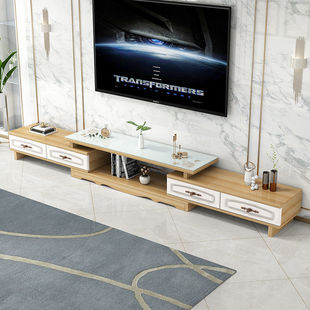 Z繒2钢化玻璃伸缩电视柜茶几组合套装 小户型客厅电视 简约现代欧式