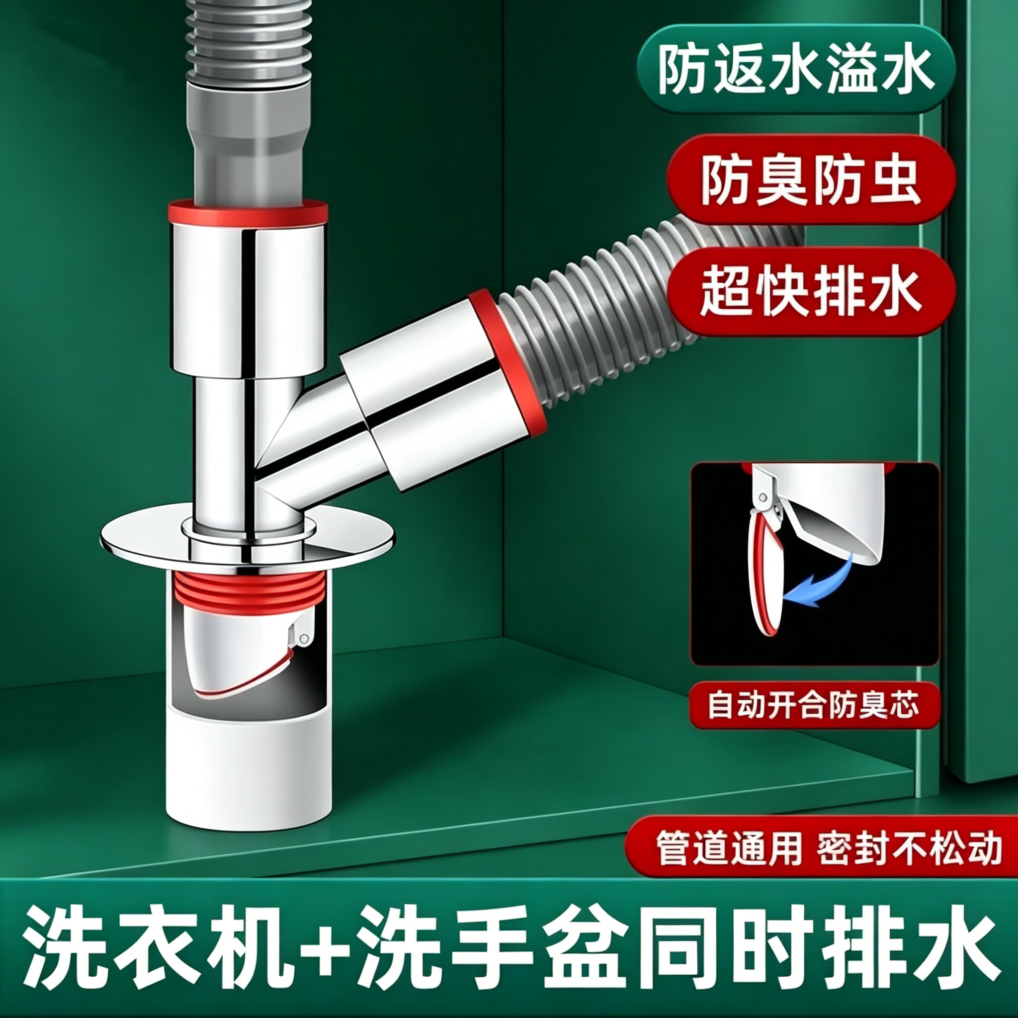 法瑜面盆洗衣机二合一下水三通