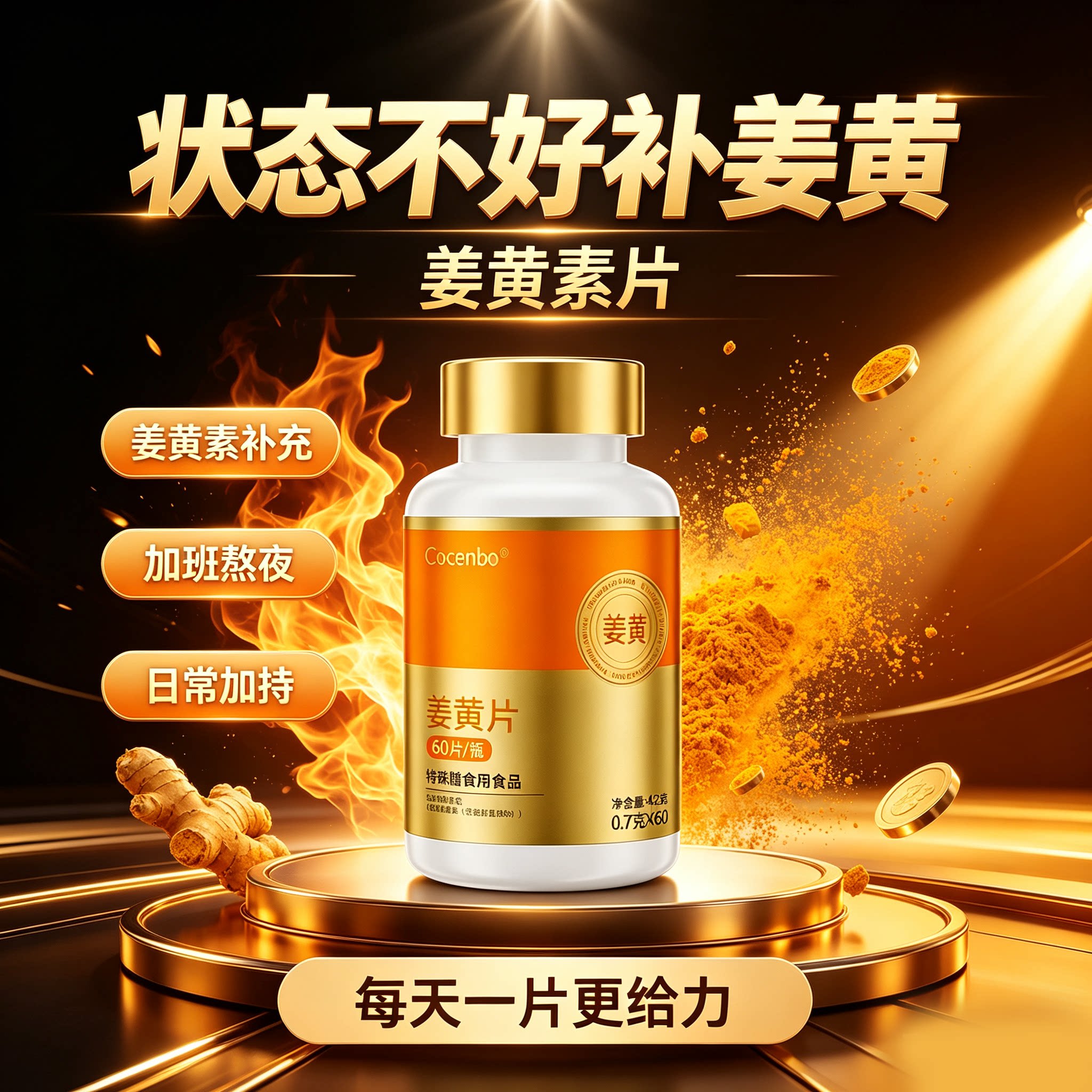 Cocenbo姜黄素黑胡椒片60片图片