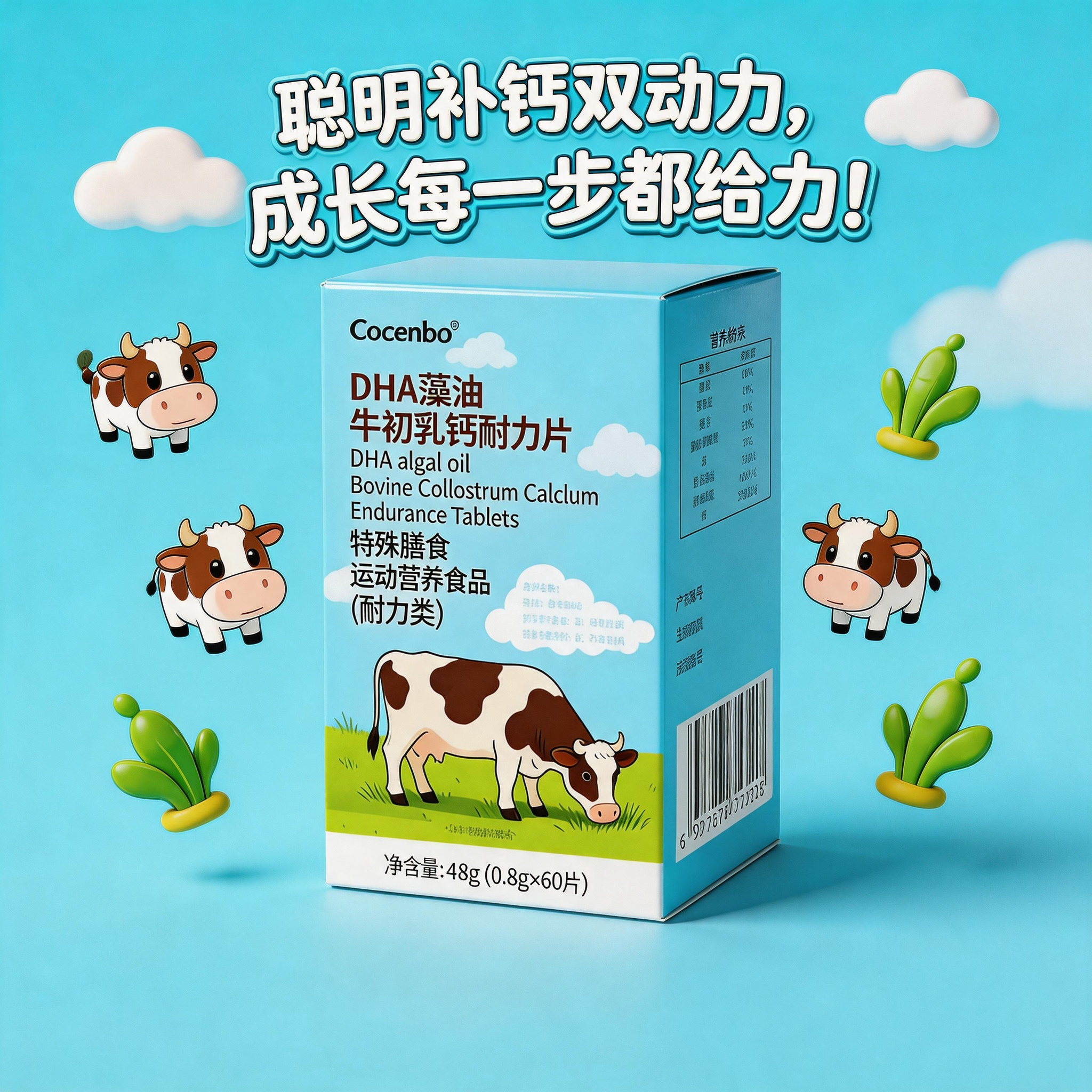 CocenboDHA牛初乳钙多效藻油dha婴幼儿儿童专研DHA儿童海藻油钙