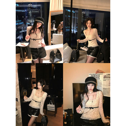 吴太甜韩系蕾丝提花长袖T恤女