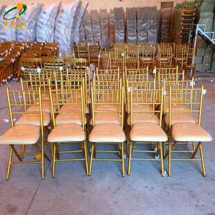 折叠竹节椅金属竹节椅子便捷式餐桌椅会议饭店椅子户外活动椅