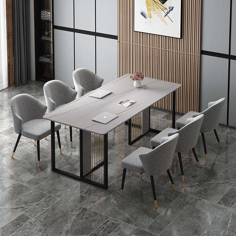 现代简约岩板办公桌会议室6-8人办公桌椅组合办公室长条会议桌