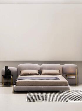 石头床磨砂布简约主卧轻奢主卧室别墅双人1.8米baxt宽屏设计师M床