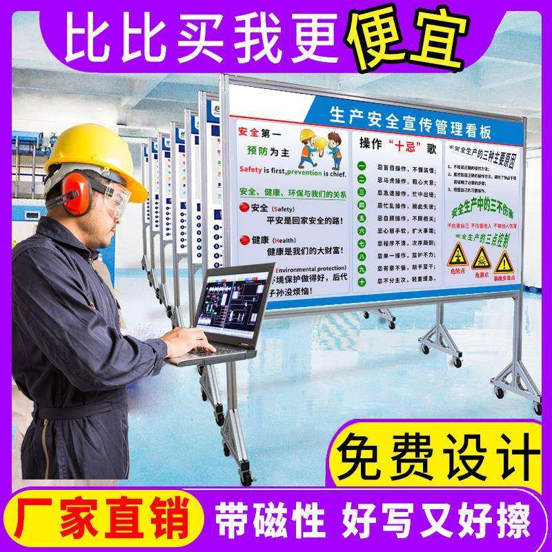 磁性工业铝合金型材移动式白板生产车间看板工厂质量管理展板宣传