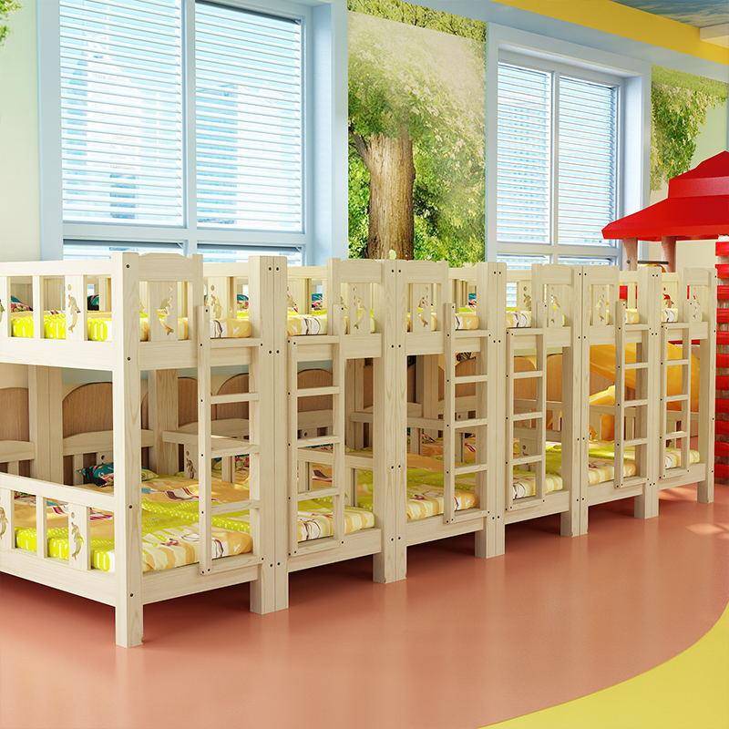园樟子松双层床实木高低床幼儿园上下床园午睡实木子母床子母床松