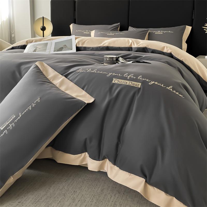 加厚磨毛四件套高级感床品被套床单床笠水洗棉宿舍床上三件套