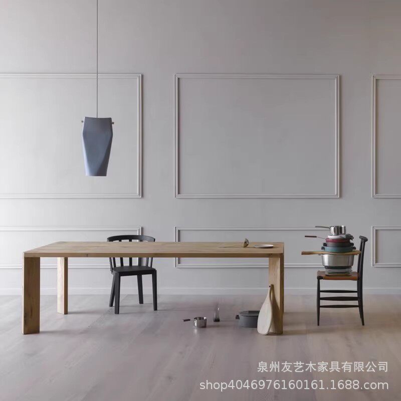 北欧实木会议桌现代办公桌简约长条桌工作台餐桌洽谈桌书桌大板桌
