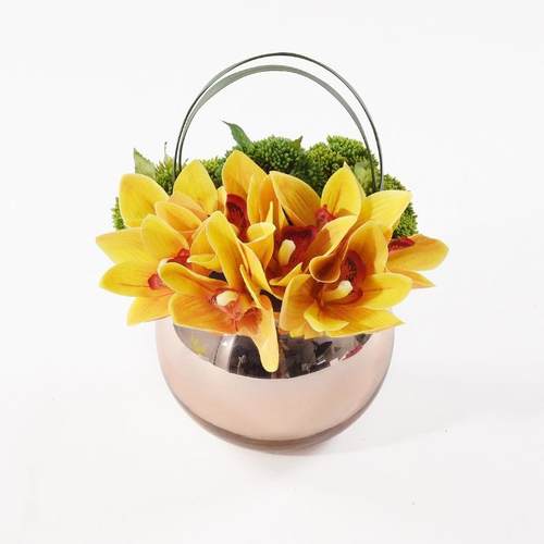 仿真花假花新品房洽谈桌中式盆栽摆件迎春花艺成品惠兰餐桌轻奢