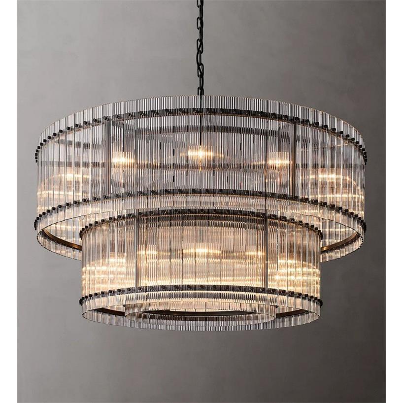 美式后现代轻奢水晶吊灯北欧简约客厅餐厅卧室楼梯圆形样板间灯具