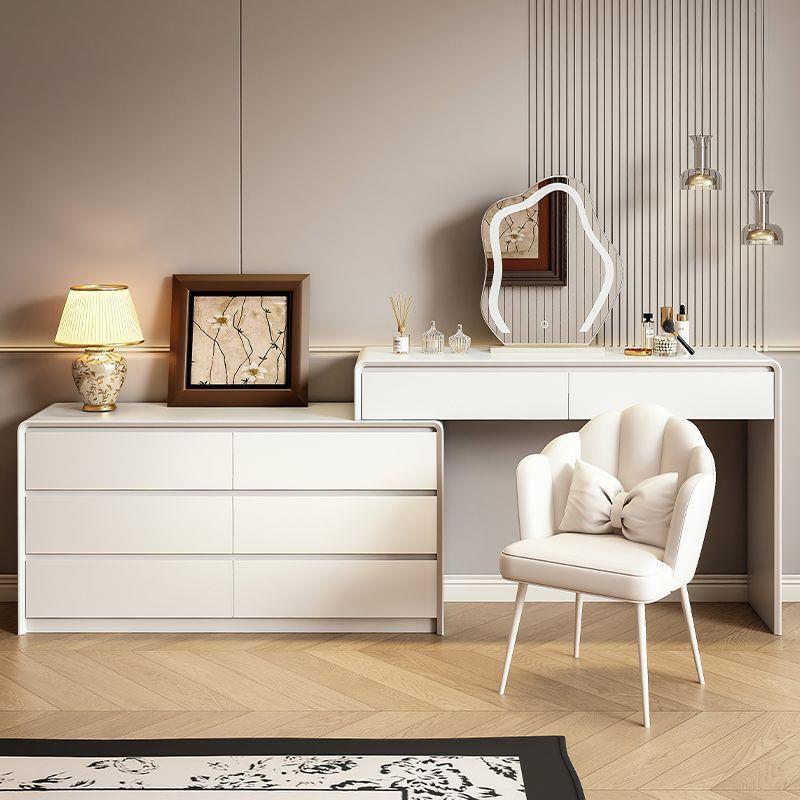 2025简约现代化妆桌斗柜一体化妆台全实木烤漆奶油白卧室梳妆台