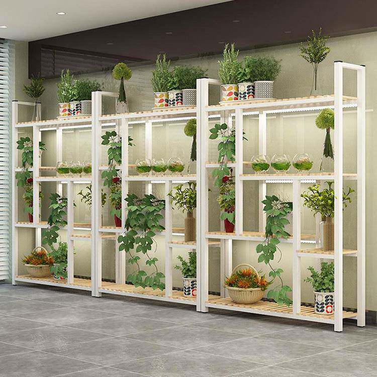 简约室内实木花架花店多层展示架货架客厅阳台绿萝花盆架子落地式