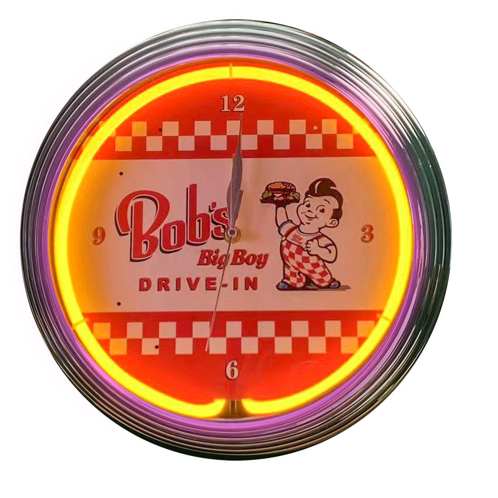 BOB汉堡小子霓虹灯钟玻璃霓虹灯复古收藏中古店超级好看