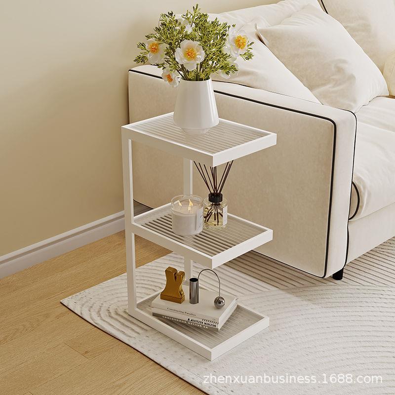 极简边几客厅卧室落地玻璃边柜轻奢网红书架简约多层置物架小茶几