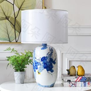 中式 客厅陶瓷床头柜台灯T527 台灯卧室床头创意水墨国画古典新中式