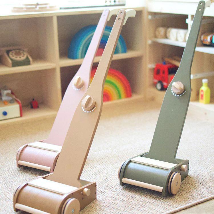 新款北欧风木制儿童仿真吸尘器套装男孩女孩过家家亲子互动玩具