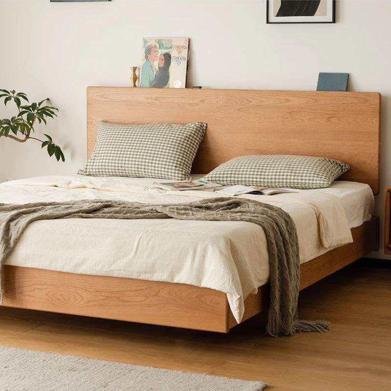 北欧简约樱桃木实木床日式原木1.5米卧室1.8米双人悬浮床