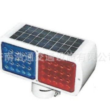 现货施工交通信号灯太阳能红蓝爆闪灯公路频闪灯高亮光双面警示灯