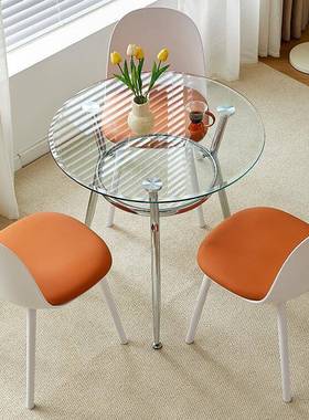 玻璃圆桌钢化玻璃桌家用玻璃餐桌阳台桌子洽谈桌椅组合玻璃小圆桌