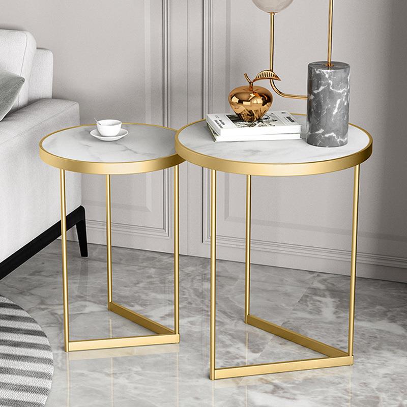 意式岩板边几轻奢双层小茶几组合客厅沙发侧面桌角几免安装置物台