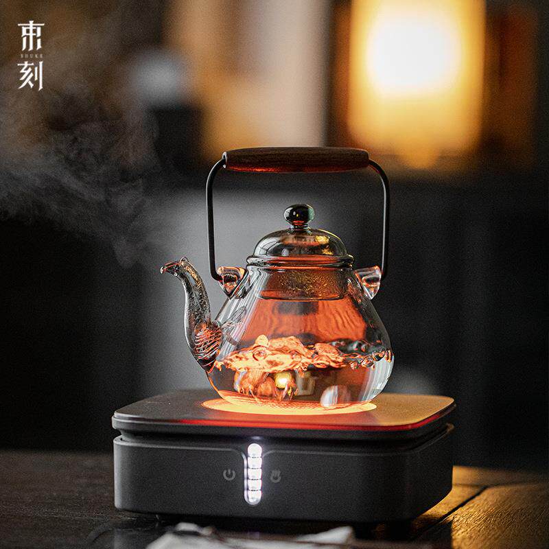 束刻玻璃提梁壶电陶炉加热煮茶壶套装耐热茶壶家用泡茶壶烧水壶