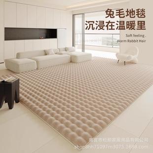 冬天加厚泡泡绒仿兔毛毛绒毛毯 奶油风地毯客厅卧室床边毯2024新款
