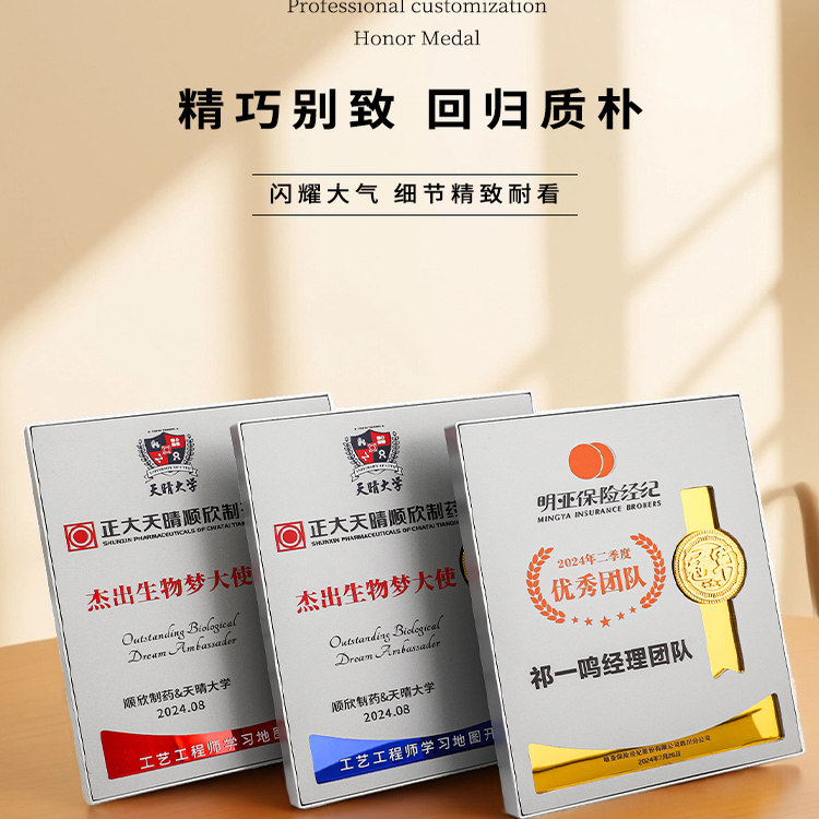 创意金属奖牌定制可镶嵌徽章礼盒