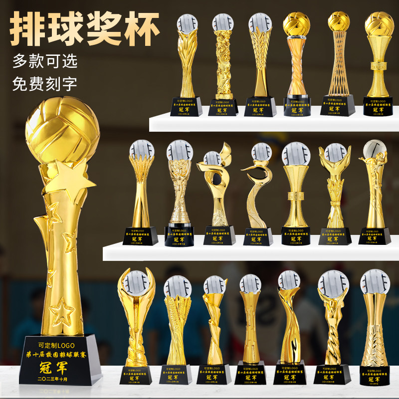 排球奖杯定制定做水晶金属学校职工运动气排球比赛冠军团体纪念品