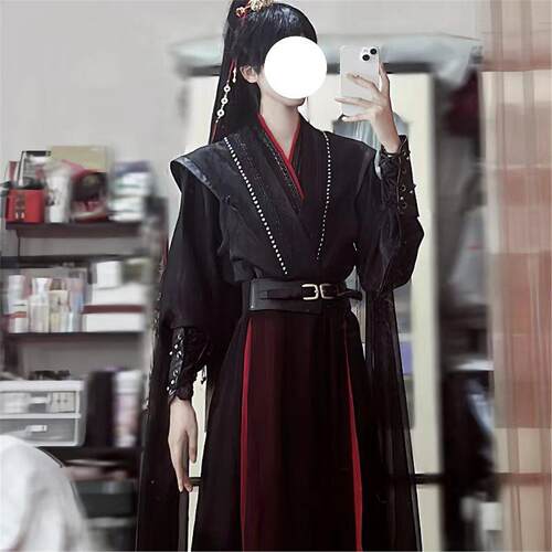 万用古风cos服侠客红黑劲装