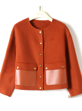 【爱马家同款纯手工奢贵大衣】660g加厚新款短外套#5AM600-23625