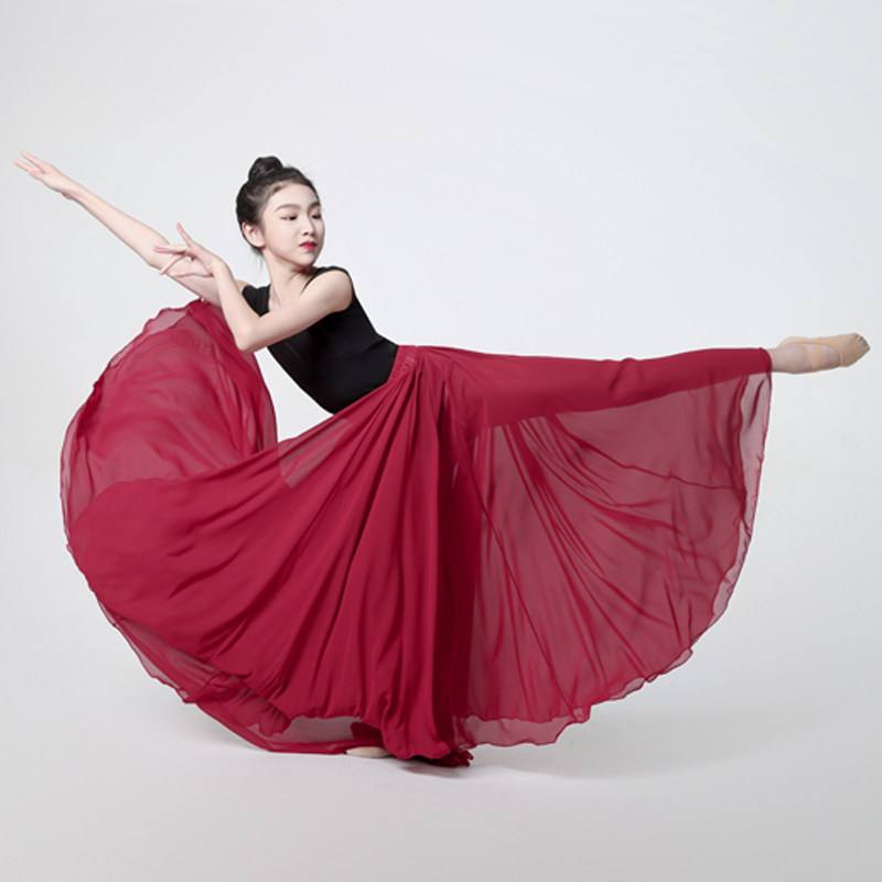 六一儿童节灯火里的中国扇子古典舞大裙摆飘逸万疆舞蹈表演出服装