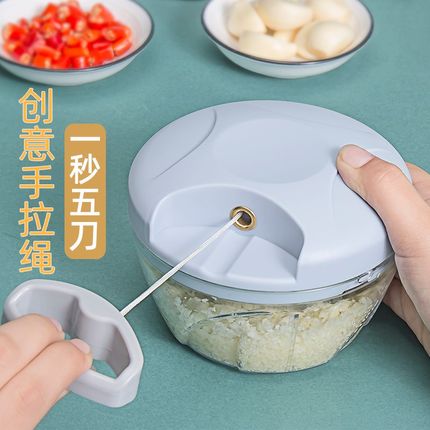 手拉碎蒜器蒜蓉搅碎m器大容量倒蒜泥器手动家用大蒜捣碎器小搅碎