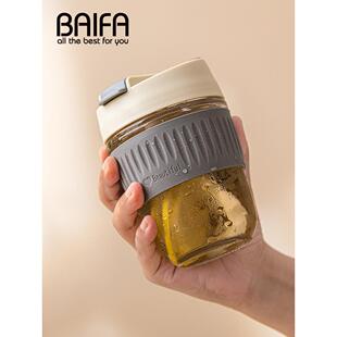 高档玻璃吸管杯，有盖防烫伴咖啡杯，热饮杯，隔热茶杯，玻璃杯，