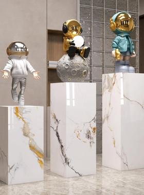 大理石摆件底座客厅玄关岩板立柱展示台电视柜落地大摆件墩子花架