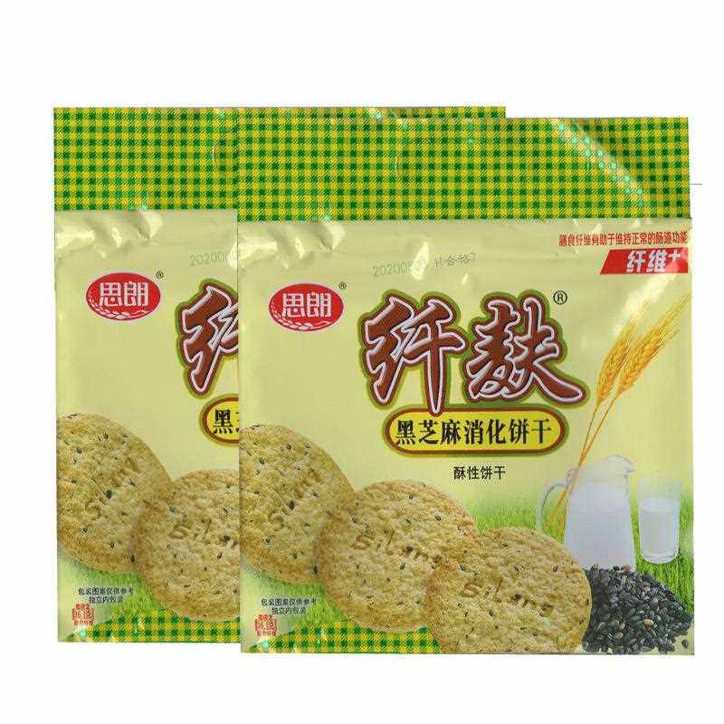 思朗纤麸粗粮黑芝麻消化饼干休闲零食营养早餐膳食纤维+代餐
