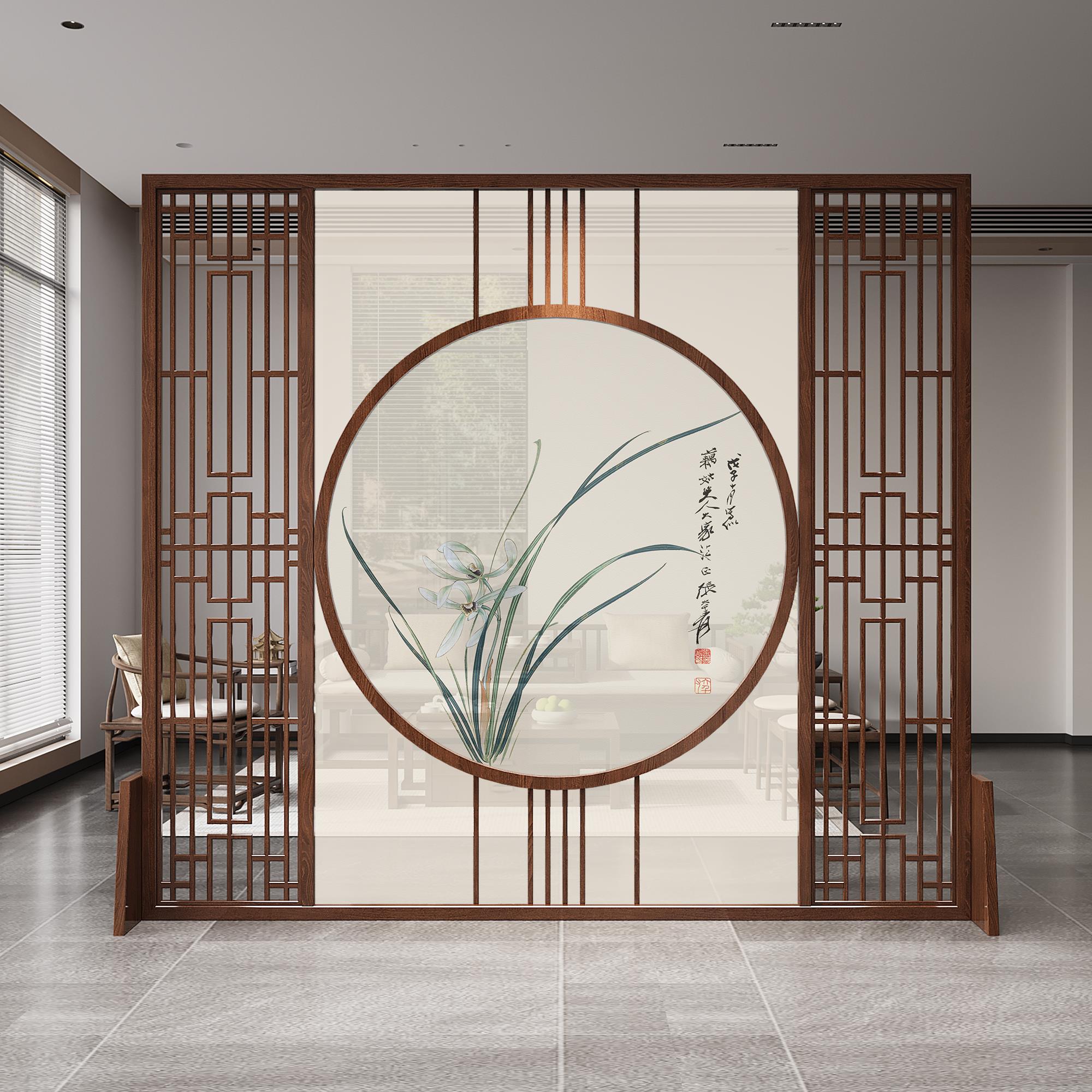 新中式屏风隔断客厅2025新款入户玄关别墅办公室茶室酒店实木遮挡