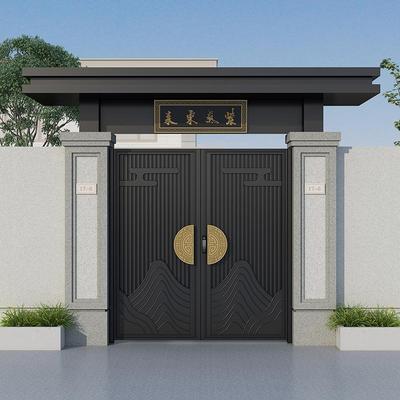 铝合金中式别墅庭院门双开门乡村入户门农村自建房大门院墙子门楼