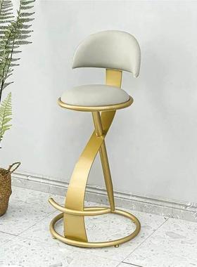 轻奢意式吧台椅简约高脚椅北欧酒吧凳椅现代家用金属岛台皮质吧椅
