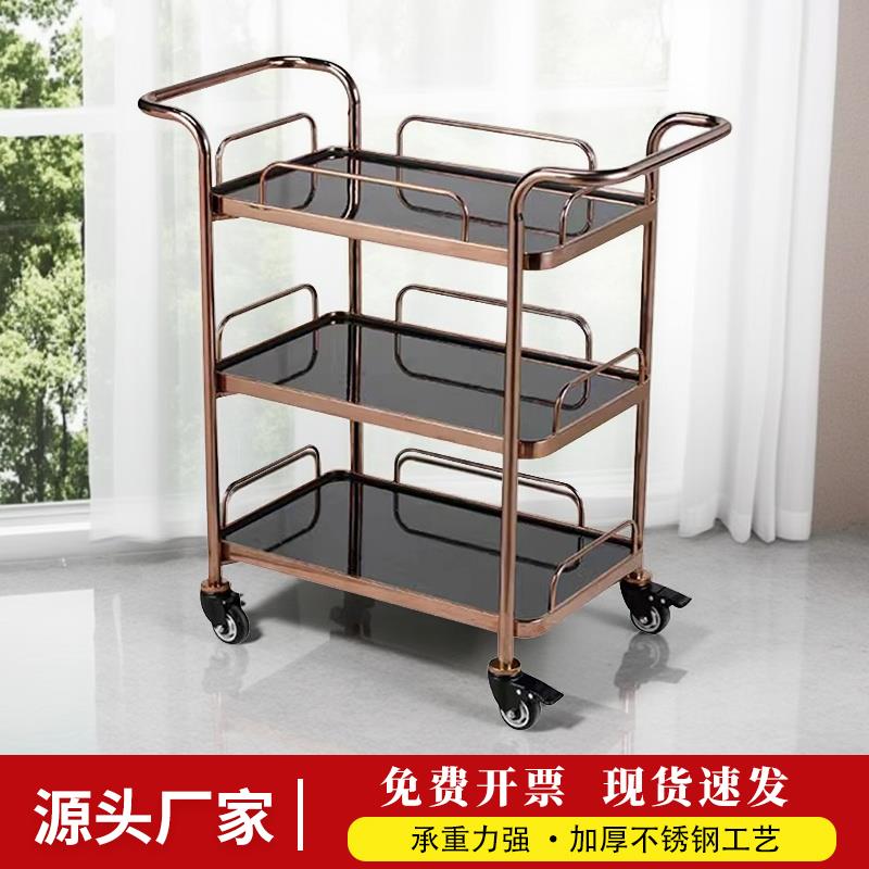 酒店小推车餐车商用餐厅移动三层豪华大号酒水车上菜车蛋糕手推车