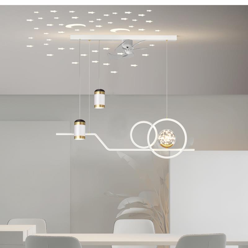 吊灯餐厅灯直流变频风扇灯吊扇一体家用灯具离线智能语音LED灯具