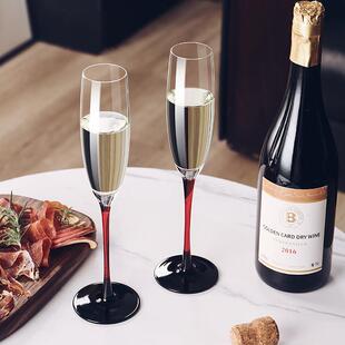 高颜值水晶香槟杯高脚杯套装家用玻璃起泡红酒甜酒杯一对结婚礼物