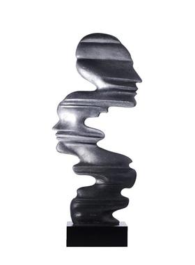 现代简约抽象人物黑砂岩雕塑摆件样板间创意玄关落地艺术软装饰品