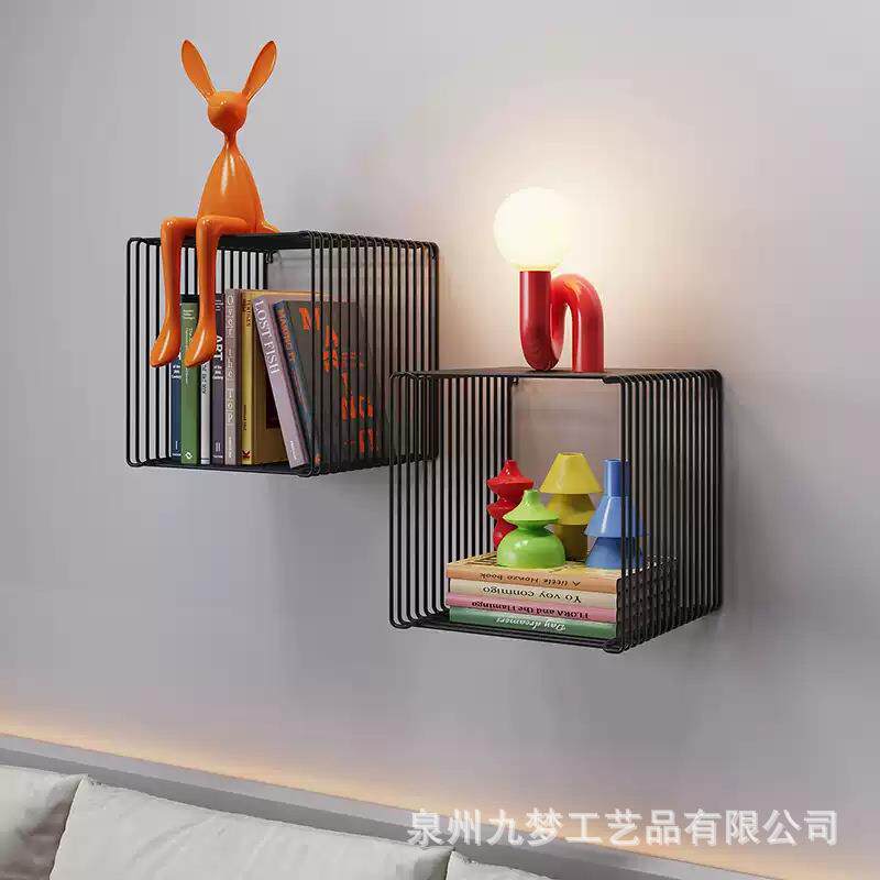 金属边几线条置物架床头柜收纳书架落地壁挂沙发边柜小桌子小茶几