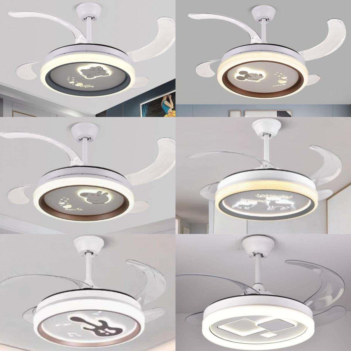 卧室儿童房风扇灯可爱女孩带风扇的吊灯男孩风扇护眼灯静音吊扇灯